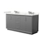Wyndham Collection Strada 66" Free Standing Double Basin Vanity Set with Cabinet and Quartz Vanity Top Dark Gray / Giotto Quartz Top / Brushed Nickel Hardware