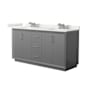 Wyndham Collection Strada 66" Free Standing Double Basin Vanity Set with Cabinet and Quartz Vanity Top Dark Gray / White Quartz Top / Brushed Nickel Hardware