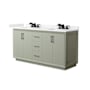 Wyndham Collection Strada 66" Free Standing Double Basin Vanity Set with Cabinet and Cultured Marble Vanity Top Light Green / Carrara Cultured Marble Top / Matte Black Hardware