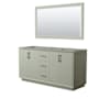 Wyndham Collection Strada 65" Double Free Standing Vanity Cabinet - Less Vanity Top Light Green / Matte Black Hardware
