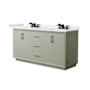 Wyndham Collection Strada 66" Free Standing Double Basin Vanity Set with Cabinet and Cultured Marble Vanity Top Light Green / White Cultured Marble Top / Matte Black Hardware