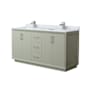 Wyndham Collection Strada 66" Free Standing Double Basin Vanity Set with Cabinet and Marble Vanity Top Light Green / Brushed Nickel Hardware