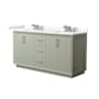 Wyndham Collection Strada 66" Free Standing Double Basin Vanity Set with Cabinet and Quartz Vanity Top Light Green / Giotto Quartz Top / Brushed Nickel Hardware