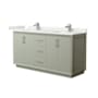 Wyndham Collection Strada 66" Free Standing Double Basin Vanity Set with Cabinet and Quartz Vanity Top Light Green / White Quartz Top / Brushed Nickel Hardware