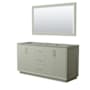 Wyndham Collection Strada 65" Double Free Standing Vanity Cabinet - Less Vanity Top Light Green / Satin Bronze Hardware
