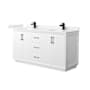 Wyndham Collection Strada 66" Free Standing Double Basin Vanity Set with Cabinet and Cultured Marble Vanity Top White / Carrara Cultured Marble Top / Matte Black Hardware