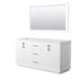 Wyndham Collection Strada 65" Double Free Standing Vanity Cabinet - Less Vanity Top White / Matte Black Hardware