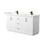 Wyndham Collection Strada 66" Free Standing Double Basin Vanity Set with Cabinet and Quartz Vanity Top White / Giotto Quartz Top / Matte Black Hardware
