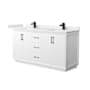Wyndham Collection Strada 66" Free Standing Double Basin Vanity Set with Cabinet and Cultured Marble Vanity Top White / White Cultured Marble Top / Matte Black Hardware