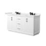Wyndham Collection Strada 66" Free Standing Double Basin Vanity Set with Cabinet and Cultured Marble Vanity Top White / White Cultured Marble Top / Matte Black Hardware
