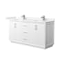 Wyndham Collection Strada 66" Free Standing Double Basin Vanity Set with Cabinet and Cultured Marble Vanity Top White / Carrara Cultured Marble Top / Brushed Nickel Hardware