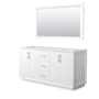Wyndham Collection Strada 65" Double Free Standing Vanity Cabinet - Less Vanity Top White / Brushed Nickel Hardware