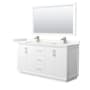 Wyndham Collection Strada 66" Free Standing Double Basin Vanity Set with Cabinet, Quartz Vanity Top, and Framed Mirror White / Giotto Quartz Top / Brushed Nickel Hardware