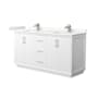 Wyndham Collection Strada 66" Free Standing Double Basin Vanity Set with Cabinet and Quartz Vanity Top White / Giotto Quartz Top / Brushed Nickel Hardware