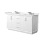 Wyndham Collection Strada 66" Free Standing Double Basin Vanity Set with Cabinet and Cultured Marble Vanity Top White / White Cultured Marble Top / Brushed Nickel Hardware