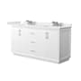 Wyndham Collection Strada 66" Free Standing Double Basin Vanity Set with Cabinet and Quartz Vanity Top White / White Quartz Top / Brushed Nickel Hardware