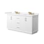 Wyndham Collection Strada 66" Free Standing Double Basin Vanity Set with Cabinet and Cultured Marble Vanity Top White / Carrara Cultured Marble Top / Satin Bronze Hardware