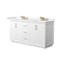 Wyndham Collection Strada 66" Free Standing Double Basin Vanity Set with Cabinet and Cultured Marble Vanity Top White / White Cultured Marble Top / Satin Bronze Hardware