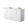 Wyndham Collection Strada 66" Free Standing Double Basin Vanity Set with Cabinet and Quartz Vanity Top White / White Quartz Top / Satin Bronze Hardware