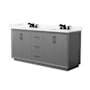 Wyndham Collection Strada 72" Free Standing Double Basin Vanity Set with Cabinet and Quartz Vanity Top Dark Gray / Giotto Quartz Top / Matte Black Hardware