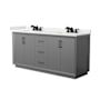 Wyndham Collection Strada 72" Free Standing Double Basin Vanity Set with Cabinet and Quartz Vanity Top Dark Gray / White Quartz Top / Matte Black Hardware