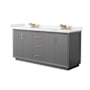 Wyndham Collection Strada 72" Free Standing Double Basin Vanity Set with Cabinet and Cultured Marble Vanity Top Dark Gray / Carrara Cultured Marble Top / Satin Bronze Hardware