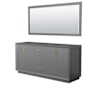 Wyndham Collection Strada 71" Double Free Standing Vanity Cabinet - Less Vanity Top Dark Gray / Satin Bronze Hardware