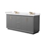 Wyndham Collection Strada 72" Free Standing Double Basin Vanity Set with Cabinet and Cultured Marble Vanity Top Dark Gray / White Cultured Marble Top / Satin Bronze Hardware