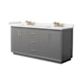 Wyndham Collection Strada 72" Free Standing Double Basin Vanity Set with Cabinet and Quartz Vanity Top Dark Gray / White Quartz Top / Satin Bronze Hardware