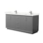 Wyndham Collection Strada 72" Free Standing Double Basin Vanity Set with Cabinet and Quartz Vanity Top Dark Gray / Giotto Quartz Top / Brushed Nickel Hardware