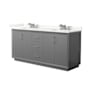 Wyndham Collection Strada 72" Free Standing Double Basin Vanity Set with Cabinet and Quartz Vanity Top Dark Gray / Giotto Quartz Top / Brushed Nickel Hardware