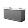 Wyndham Collection Strada 72" Free Standing Double Basin Vanity Set with Cabinet and Quartz Vanity Top Dark Gray / White Quartz Top / Brushed Nickel Hardware