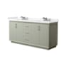 Wyndham Collection Strada 72" Free Standing Double Basin Vanity Set with Cabinet and Cultured Marble Vanity Top Light Green / Carrara Cultured Marble Top / Brushed Nickel Hardware