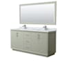 Wyndham Collection Strada 72" Free Standing Double Basin Vanity Set with Cabinet, Marble Vanity Top, and Framed Mirror Light Green / Brushed Nickel Hardware