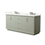 Wyndham Collection Strada 72" Free Standing Double Basin Vanity Set with Cabinet and Quartz Vanity Top Light Green / Giotto Quartz Top / Brushed Nickel Hardware