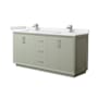 Wyndham Collection Strada 72" Free Standing Double Basin Vanity Set with Cabinet and Cultured Marble Vanity Top Light Green / White Cultured Marble Top / Brushed Nickel Hardware