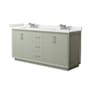 Wyndham Collection Strada 72" Free Standing Double Basin Vanity Set with Cabinet and Quartz Vanity Top Light Green / White Quartz Top / Brushed Nickel Hardware