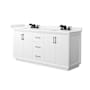 Wyndham Collection Strada 72" Free Standing Double Basin Vanity Set with Cabinet and Cultured Marble Vanity Top White / Carrara Cultured Marble Top / Matte Black Hardware