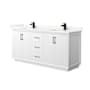 Wyndham Collection Strada 72" Free Standing Double Basin Vanity Set with Cabinet and Quartz Vanity Top White / Giotto Quartz Top / Matte Black Hardware