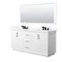 Wyndham Collection Strada 72" Free Standing Double Basin Vanity Set with Cabinet, Quartz Vanity Top, and Framed Mirror White / Giotto Quartz Top / Matte Black Hardware