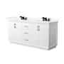 Wyndham Collection Strada 72" Free Standing Double Basin Vanity Set with Cabinet and Quartz Vanity Top White / Giotto Quartz Top / Matte Black Hardware
