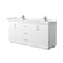 Wyndham Collection Strada 72" Free Standing Double Basin Vanity Set with Cabinet and Cultured Marble Vanity Top White / White Cultured Marble Top / Brushed Nickel Hardware