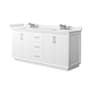 Wyndham Collection Strada 72" Free Standing Double Basin Vanity Set with Cabinet and Quartz Vanity Top White / White Quartz Top / Brushed Nickel Hardware
