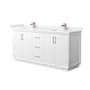Wyndham Collection Strada 72" Free Standing Double Basin Vanity Set with Cabinet and Cultured Marble Vanity Top White / Carrara Cultured Marble Top / Satin Bronze Hardware