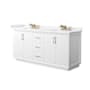 Wyndham Collection Strada 72" Free Standing Double Basin Vanity Set with Cabinet and Cultured Marble Vanity Top White / Carrara Cultured Marble Top / Satin Bronze Hardware