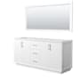 Wyndham Collection Strada 71" Double Free Standing Vanity Cabinet - Less Vanity Top White / Satin Bronze Hardware