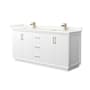 Wyndham Collection Strada 72" Free Standing Double Basin Vanity Set with Cabinet and Quartz Vanity Top White / Giotto Quartz Top / Satin Bronze Hardware