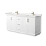 Wyndham Collection Strada 72" Free Standing Double Basin Vanity Set with Cabinet and Quartz Vanity Top White / White Quartz Top / Satin Bronze Hardware