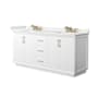 Wyndham Collection Strada 72" Free Standing Double Basin Vanity Set with Cabinet and Quartz Vanity Top White / White Quartz Top / Satin Bronze Hardware