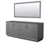 Wyndham Collection Strada 83" Double Free Standing Vanity Cabinet - Less Vanity Top Dark Gray / Matte Black Hardware